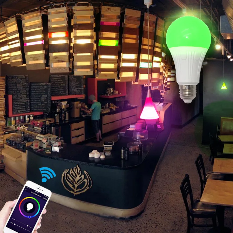 Умный WiFi светодиодный светильник лампа E26 A19 дистанционное управление 7 Вт RGB
