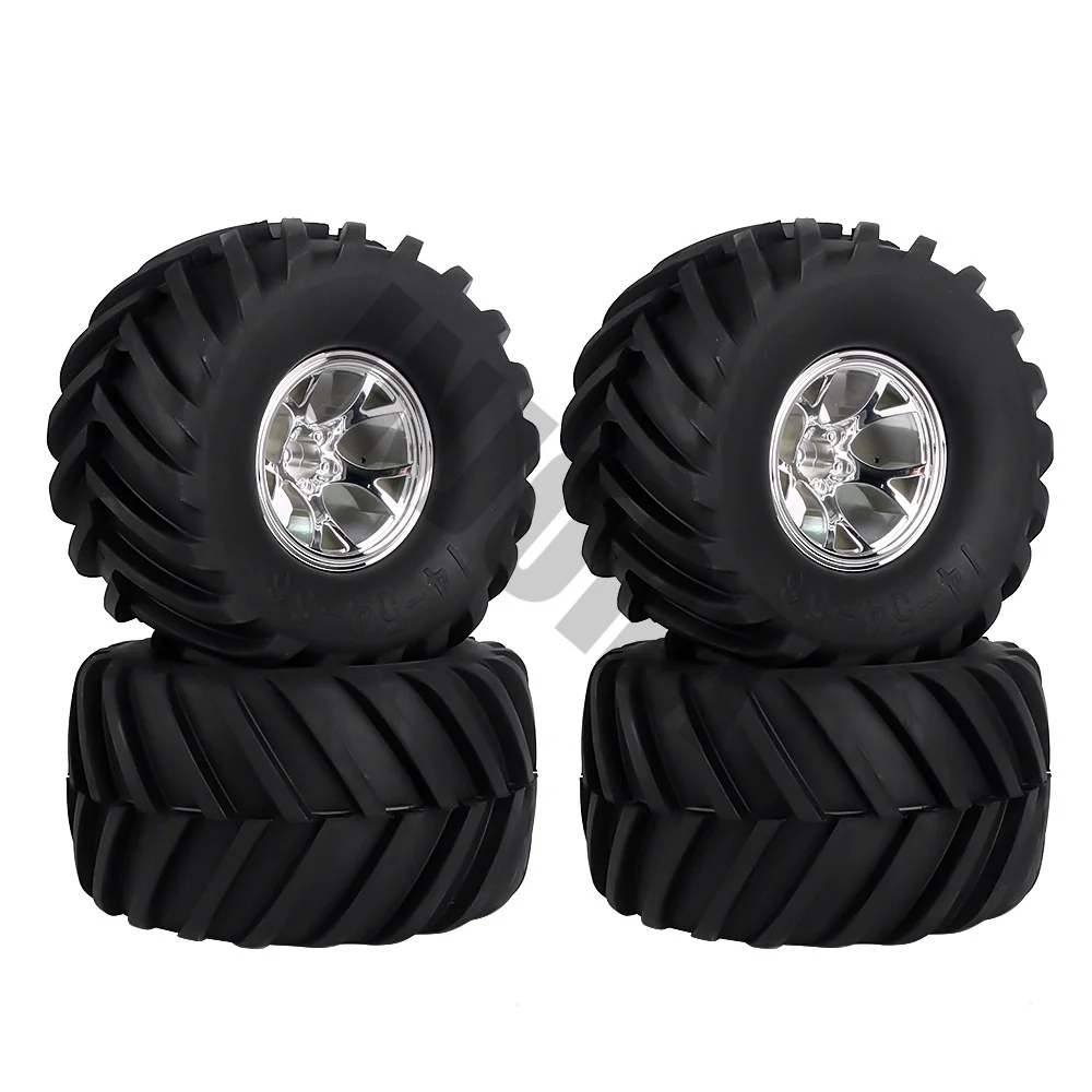 Silver 4 шт. Пластиковые обода и резиновые колеса шины для 1/10 RC Monster Truck Traxxas HIMOTO HSP HPI RC автомобиль - Цвет: Silver