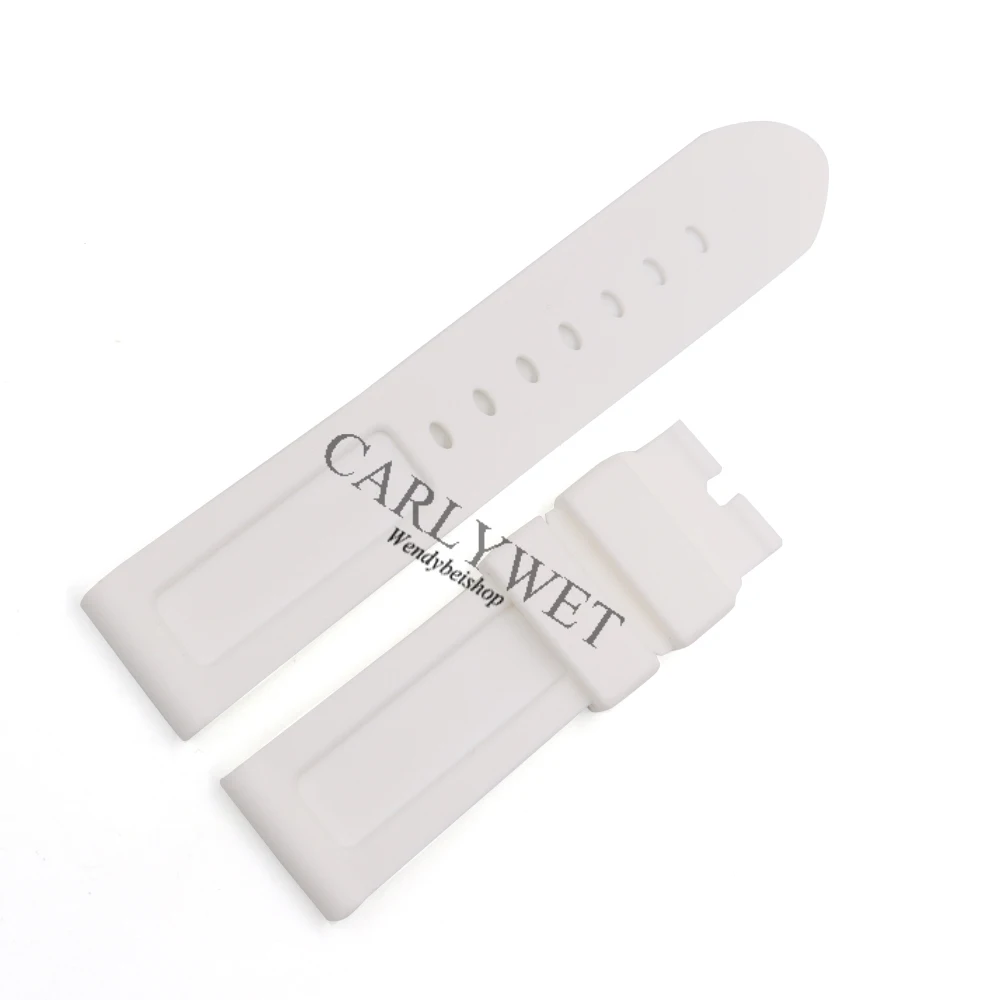 CARLYWET 24 мм Мужские Белые Водонепроницаемые силиконовые резиновые Сменные