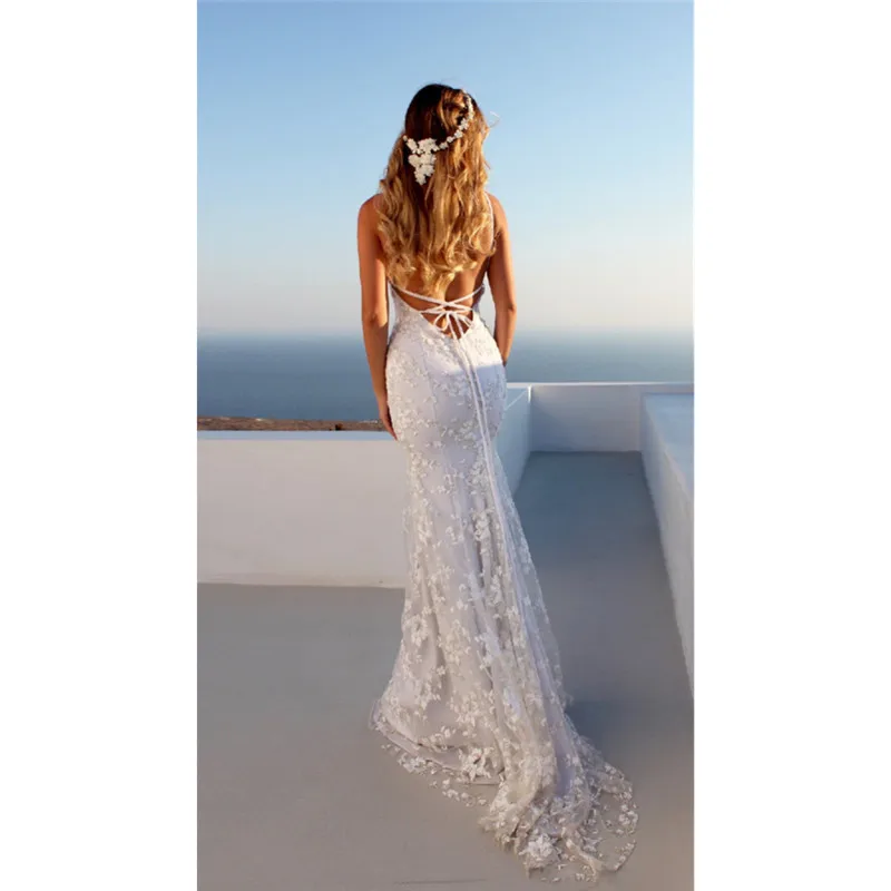 HANZANGL Mermaid Gown 2019 Women Maxi Dress Prom Party Dresses Mesh Embroidery Backless Sexy Long Evening Wedding Vestidos | Женская
