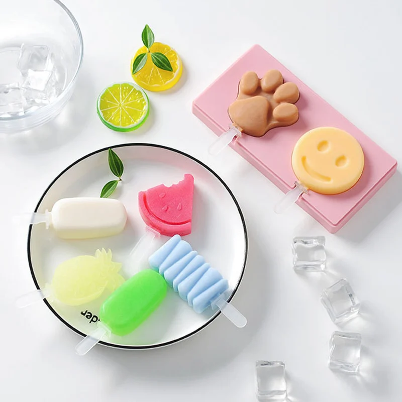Goldbaking Милые силиконовые формы для льда с крышкой формы для мороженого DIY формы для льда с многоразовыми палочками