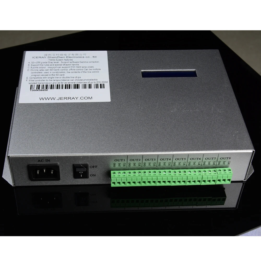 AA T-300K T300K светодиодный контроллер пикселей RGB ПК на линии pixel Полноцветный светодиодный контроллер через шт., SD Card 8 портов 8192 пикселей ws2811 ws2801