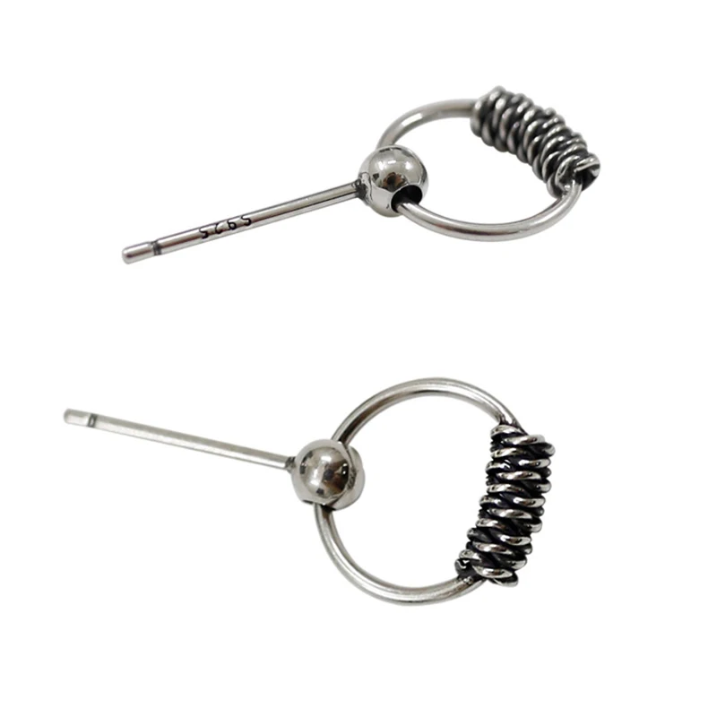 100% 925 Sterling Silver Stud Earrings Personality Simple Vintage Geometric Twist Fine Jewelry 2019 WDE016 | Украшения и