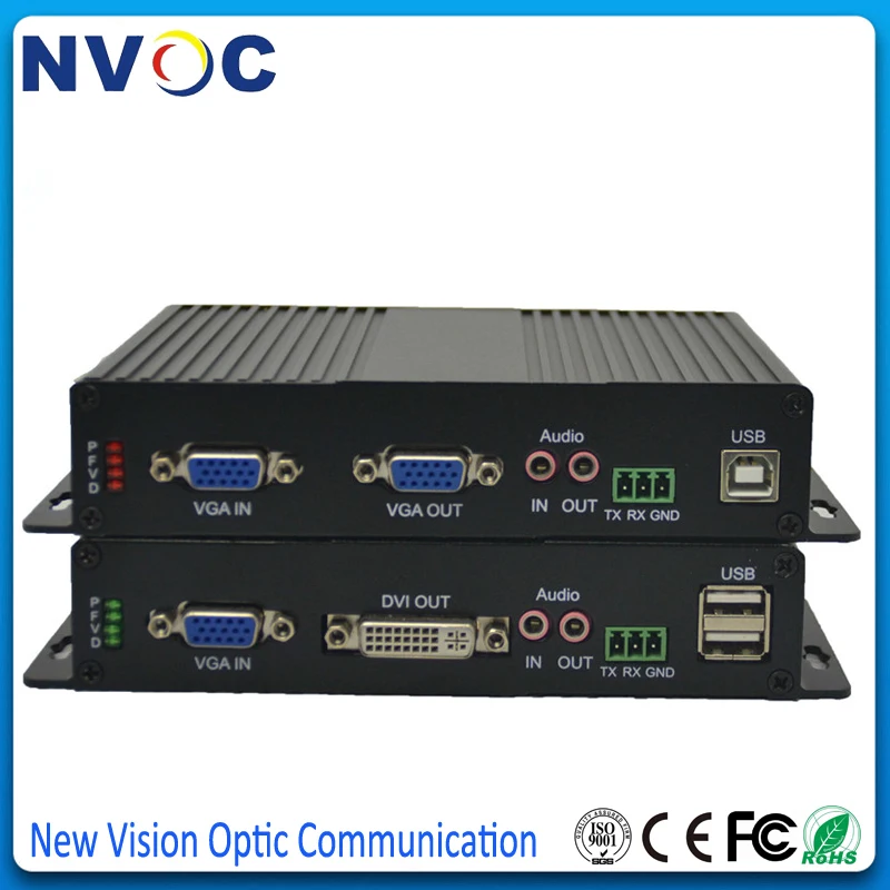 VGA KVM волоконно оптический конвертер USB мышь и клавиатура аудио удлинитель