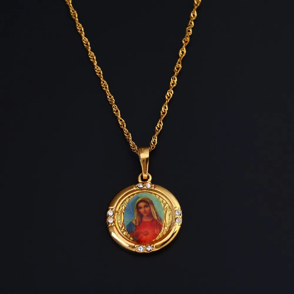 Ожерелье Богородицы золотистого цвета женские религиозные молитвенные ожерелья