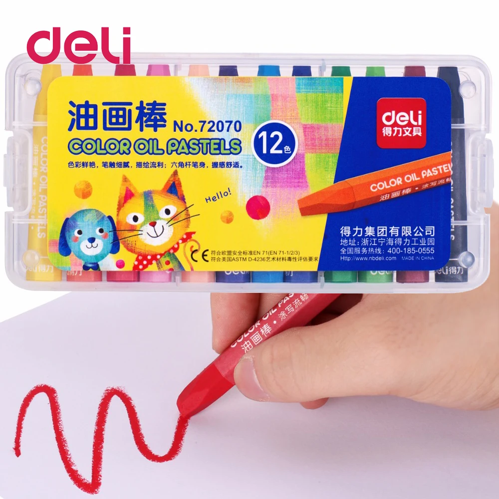 Deli 1 шт. 12 видов цветов/коробка цветные масляные пастельные карандаши
