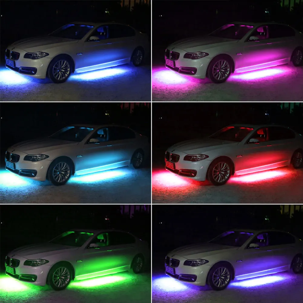 Автомобильная Нижняя атмосферная лампа RGB Led Neon Chassis Strip Bar окружающий светильник APP/пульт дистанционного управления Декоративные Авто аксессуары для укладки