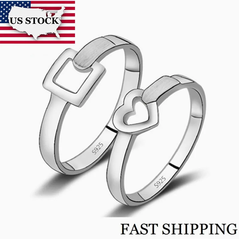 Uloveido SILVER пару Anneaux для мужчин и женщин Ringen квадратный мужской кольцо Свадебные