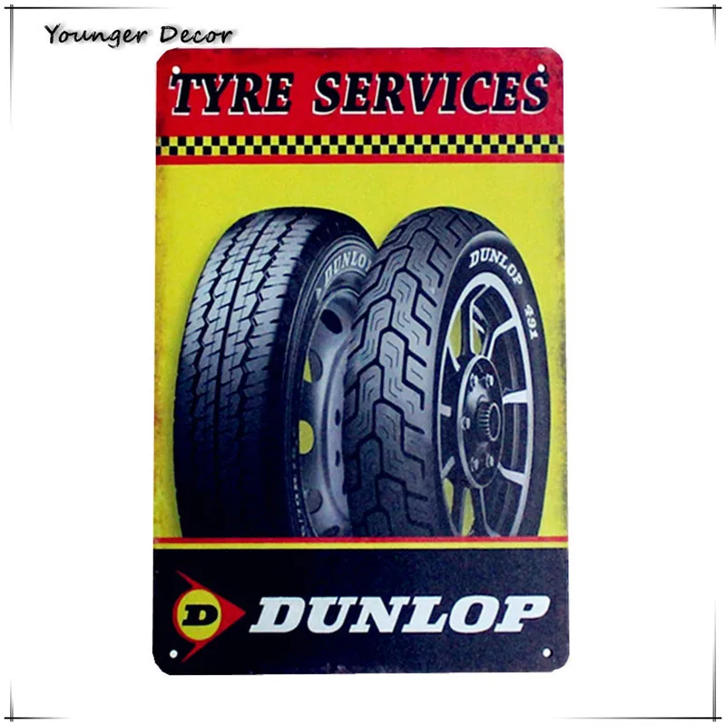 20*30 см винтажный домашний декор Классический Dunlop шины услуги металлические знаки Жестяная Табличка для бара клуба кафе плакат стикер на стену YA160