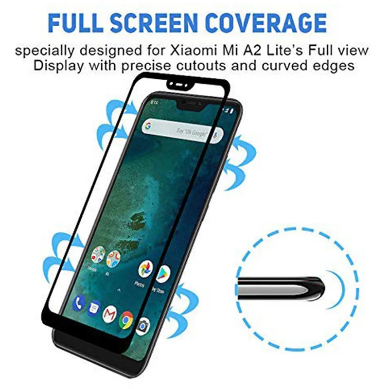 Защитное стекло для Xiaomi Mi A2 Lite экрана Xiomi закаленное с полным покрытием xaomi