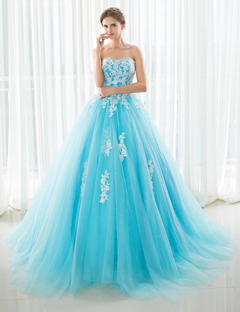 2017 новое поступление бальное платье голубого цвета тюлевые платья для