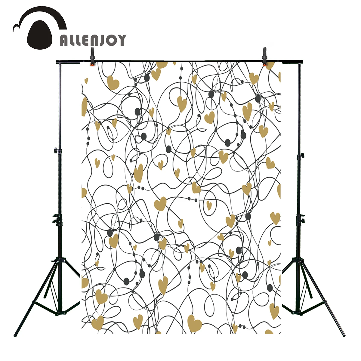 Allenjoy фоны для фотосъемки doodle line Золотое сердце день Святого Валентина фон