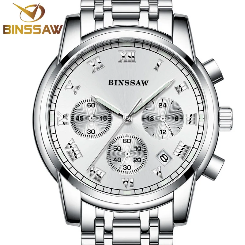 BINSSAW Мужские кварцевые часы модные деловые светящиеся с таймером 2019 оригинальные