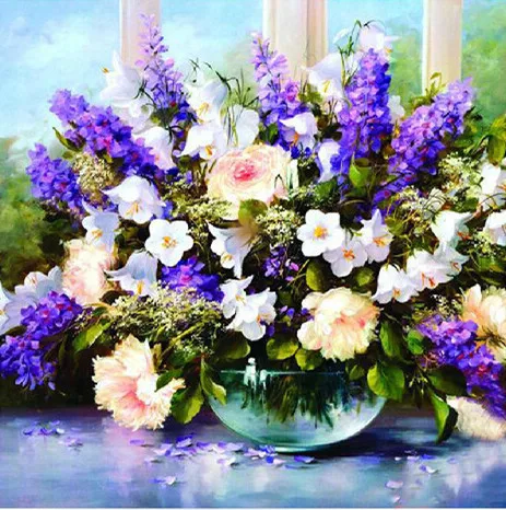 

5d DIY Diamond Painting Embroidery Resin Craft Purple Flower Decor Living Room Cross Stitch Picture By Numbers Full Square/round