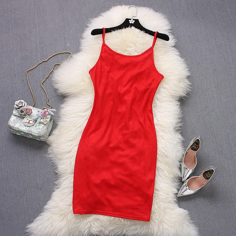 Женское Замшевое платье Alphalmoda элегантное на бретельках с открытой спиной