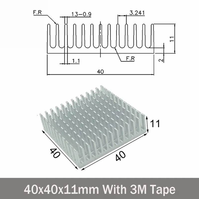 40x40x11mm Silver 2 шт. Gdstime кулер аксессуары 40 мм радиатор 40x40x20 мм IC Радиатор алюминиевое охлаждающее ребро вентилятор 28 мм 40 мм 100 мм 150 мм радиаторы - Цвет лезвия: 40x40x11mm Silver