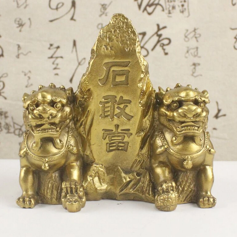 ZSR 505 + медные shigandang Taishan Shuangshi Львы защищают украшения feng shui Декорации для дома|lion