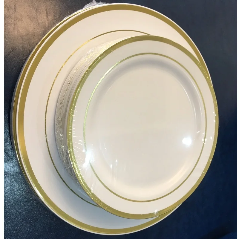 Одноразовые пластиковые тарелки из экологически чистой бронзы серебряная