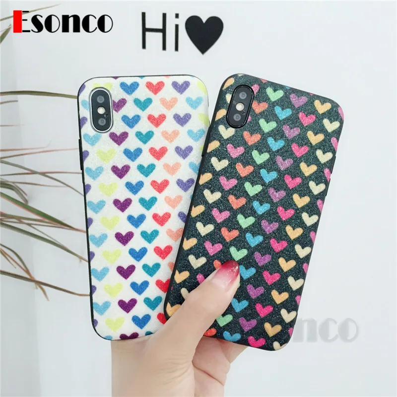 Sweet Heart чехол для iPhone х 6S 6 Plus 7 8 X XS телефона Симпатичные Блеск Soft Phone