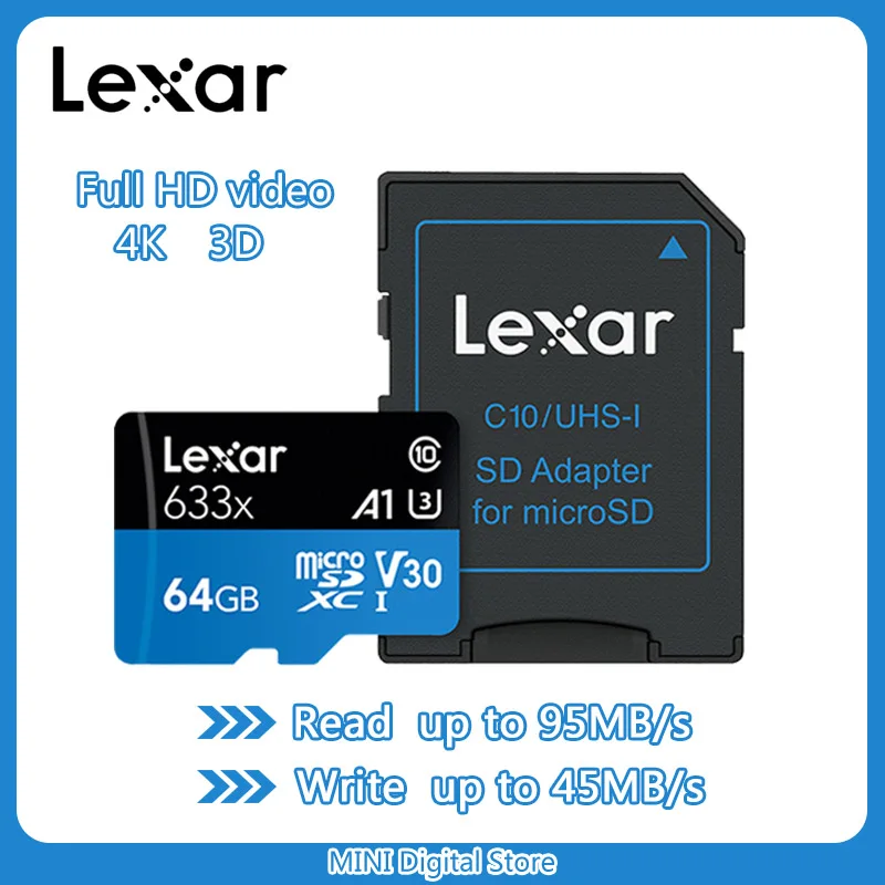 64GB Карта памяти Lexar 128 Гб 64 Гб U3 95 МБ/с./с 32 ГБ Micro sd карта класс 10 UHS-1 TF флэш Micro sd карта s для планшетов и спортивных камер - Емкость: 64GB