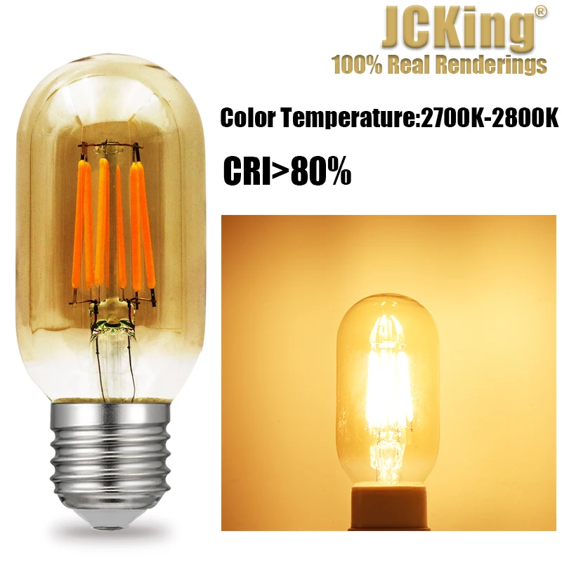 JCKing затемнения упаковка из 10 T45 Amber нити светодиодные лампы E26/E27 110 V/220 V