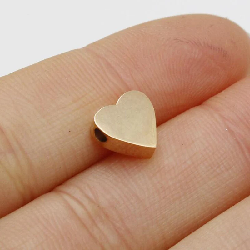 

20pcs/Lot Mirror Polished Small Hole Bead Stainless Steel Charm Cute Heart Shaped Beads DIY Accessories