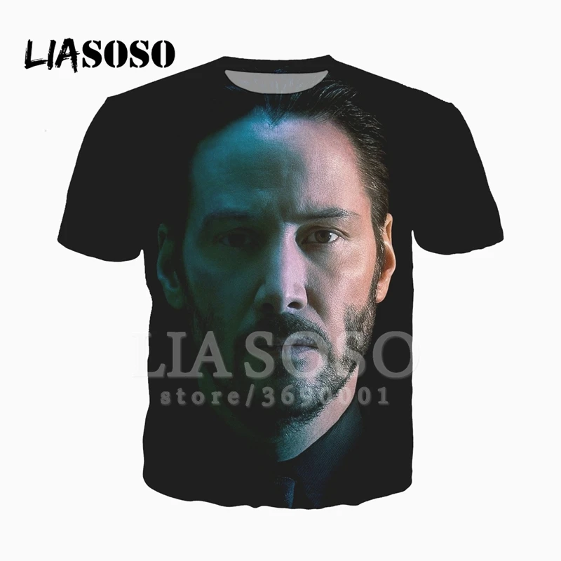 4 LIASOSO, 3D принт, для женщин и мужчин, фильм, Джон уик, футболка, летняя футболка, повседневный пуловер, хип-хоп, модный, короткий рукав, X2346 - Цвет: 4