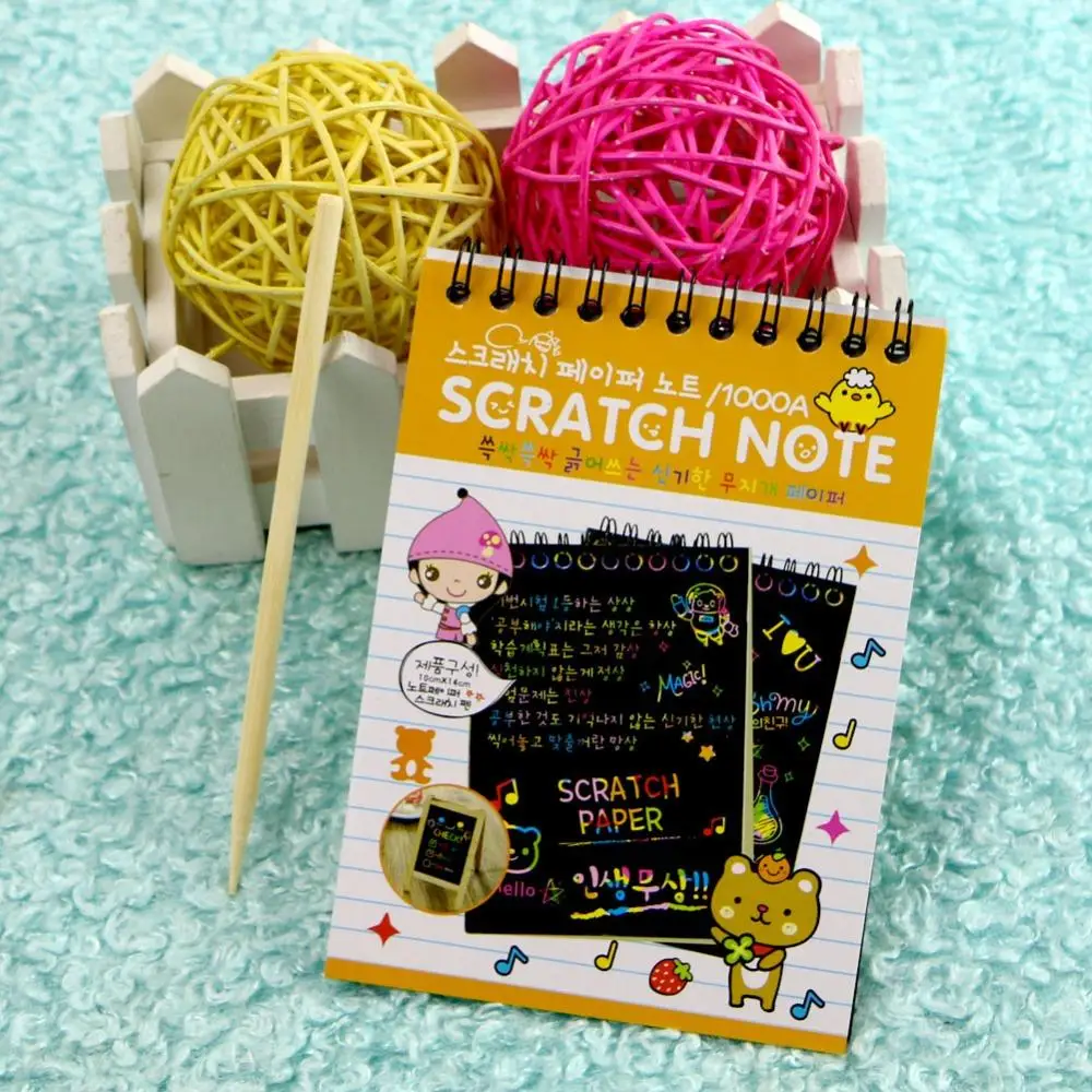 

Creative DIY Draw Sketch Notes Kid Toy Notebook Scratch Note Black Cardboard C26