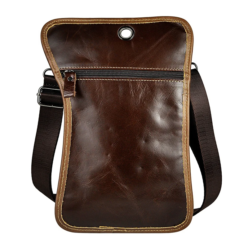 

Retro Oil Wax Men Waist Bag 7 Inch Rivets Punk Shoulder Phone Bag Pack With Hooks Vintage Hip Bum Belt Pouch Fanny Pack