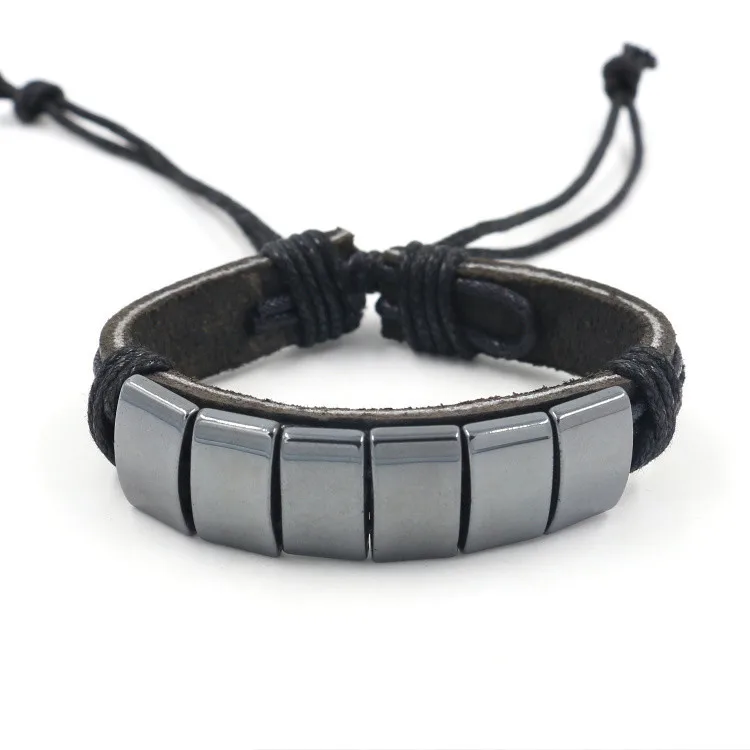 2016 модный браслет для женщин и мужчин безаллергенный черный из натуральной кожи