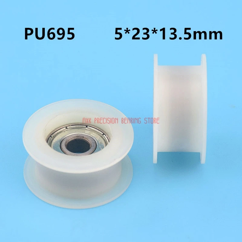

10PCS 695 5*23*13.5mm 3D Printer H Groove Belt Pulley Hex Rubber Bag Embedded 695 Bearing Pulley