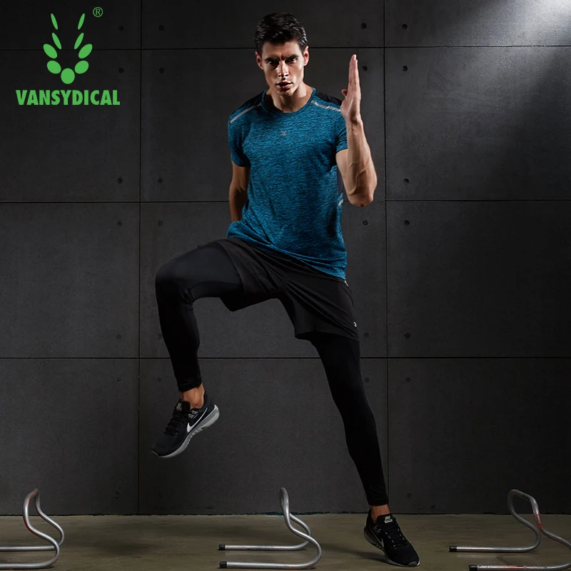 

2018 Vansydical Mens Sport Suit Running Suits 2pcs Men Gym Clothing Workout Sports Suits Basketball Jersey Training Tracksuits