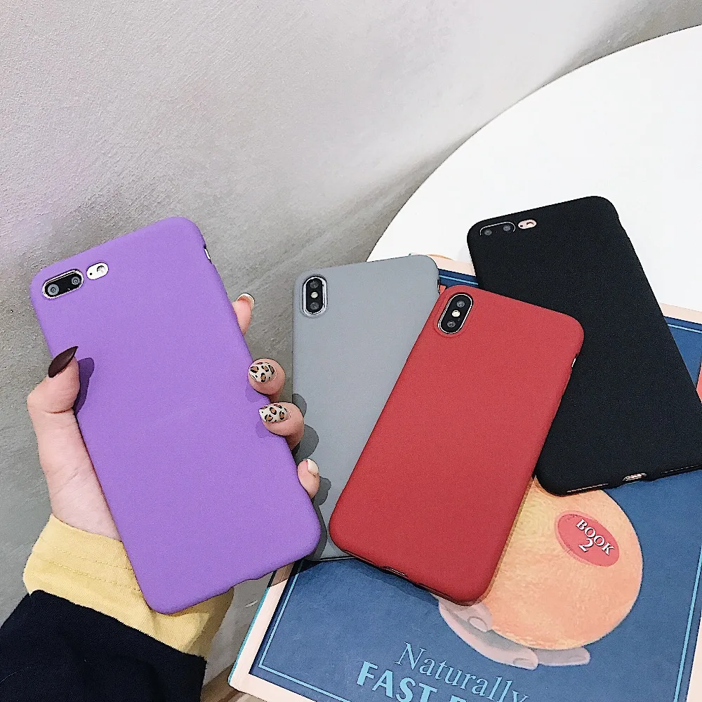 Ультратонкий матовый чехол для телефона ярких цветов iPhone X XR XS MAX модная задняя
