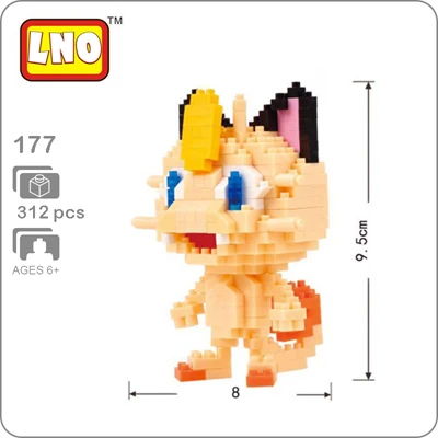 LNO аниме Pocket Monster Pikachu Koffing Psyduck Poliwhirl Meowth Mudkip Piplup DIY алмазные мини строительные блоки игрушка без коробки