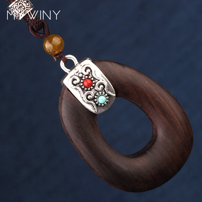 Ажурное ожерелье с подвесками из дерева Винтажные Ювелирные изделия для женщин