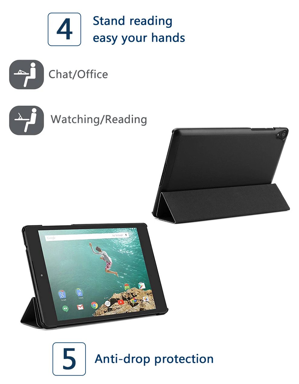 Dmytro, защитный чехол для Google Nexus 9, 8,9 дюймов, ультра тонкий, роскошный, умный, флип, кожаный чехол-подставка, с функцией автоматического сна/пробуждения