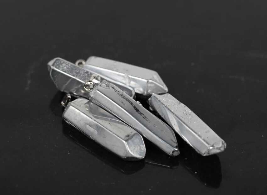 

5Pcs/Lot,Silvers Mystic Titanium Plated Raw Crystal Quartz Druzy Point Pendant Beads,Super Energy Amulet Reiki Pendant jewelry