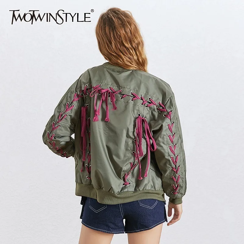 Женская куртка с длинными рукавами TWOTWINSTYLE летняя уличная воротником стойкой