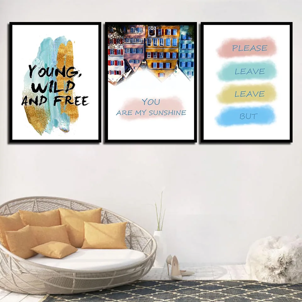 Красочный дом пейзаж холст Картина Настенная печать скандинавский постер