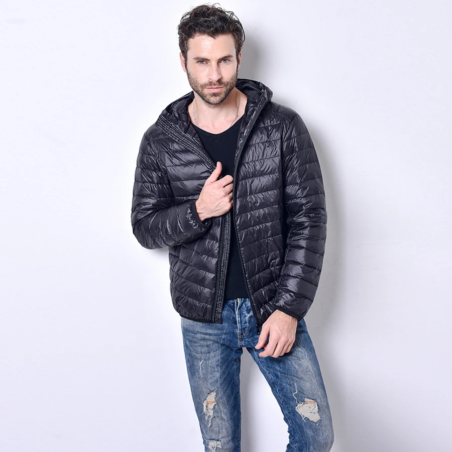 Ультралегкий мужской пуховик на 90% белом утином пуху зимняя и осенняя