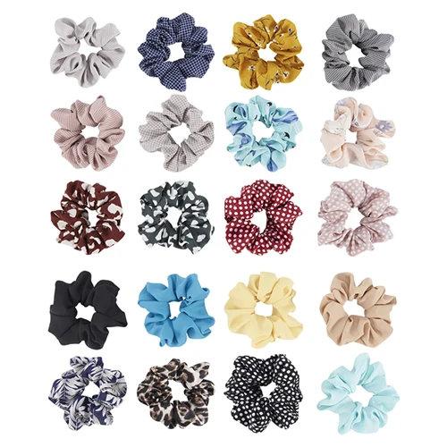 20 Colors Pack 20 упаковок, мягкие шифоновые резинки для волос, атласная ткань, покрытая Бобби резинка для волос, эластичная резинка для волос, конский хвост, держатель - Цвет: 20 Colors Pack