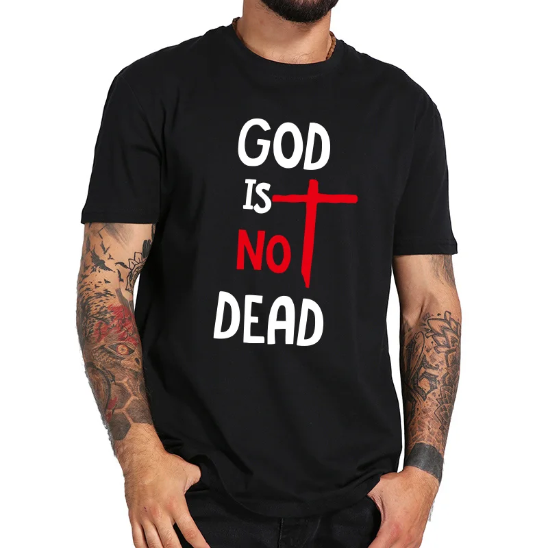 Футболка мужская с надписью God Is No Dead 100% хлопок|Мужские футболки| |