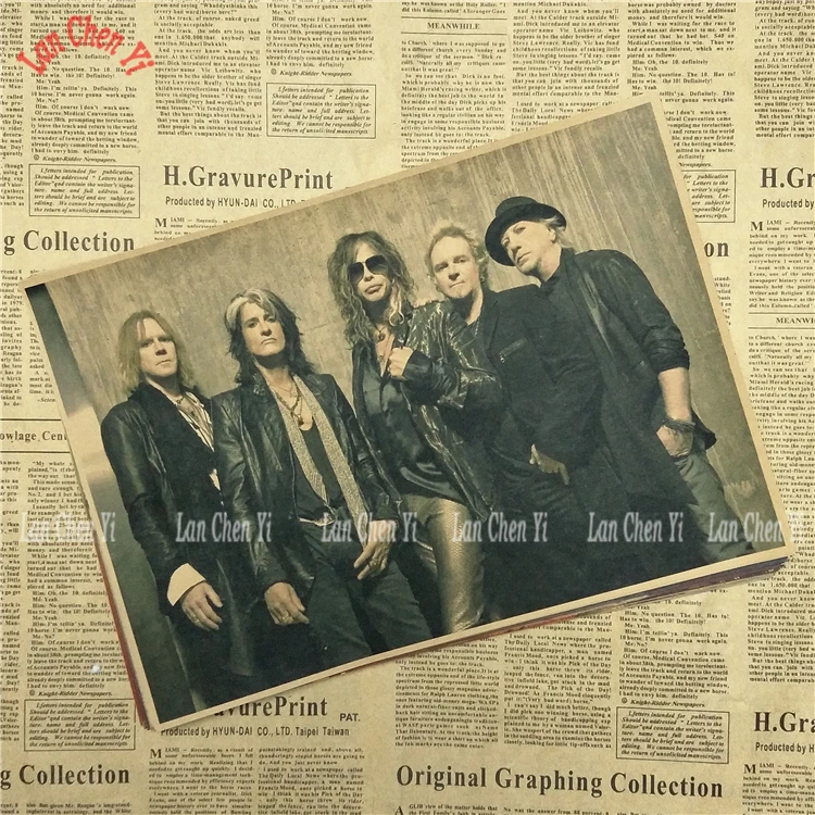 Цвет: желтый Рок-Группа Aerosmith ностальгическая матовая крафт-бумага плакат офис подарок столовая домашний Декор стикер дизайн - Цвет: Цвет: желтый