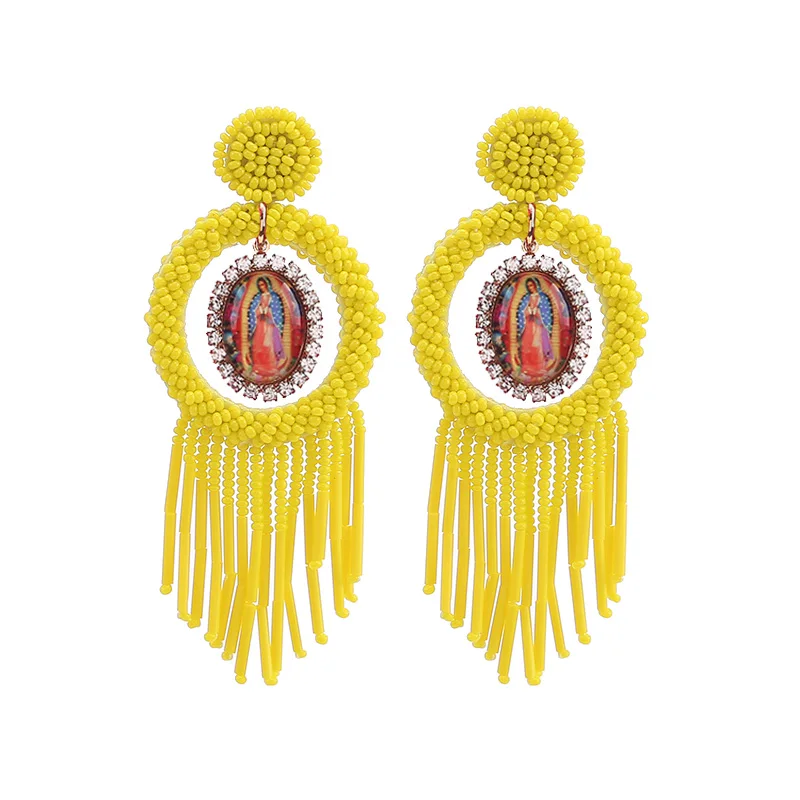 E1178 Yellow Sehuoran, модные серьги-капли из стеклянных бусин для женщин, ювелирные изделия, Висячие геометрические массивные серьги, свадебные подарки для девушек, для женщин - Окраска металла: E1178 Yellow