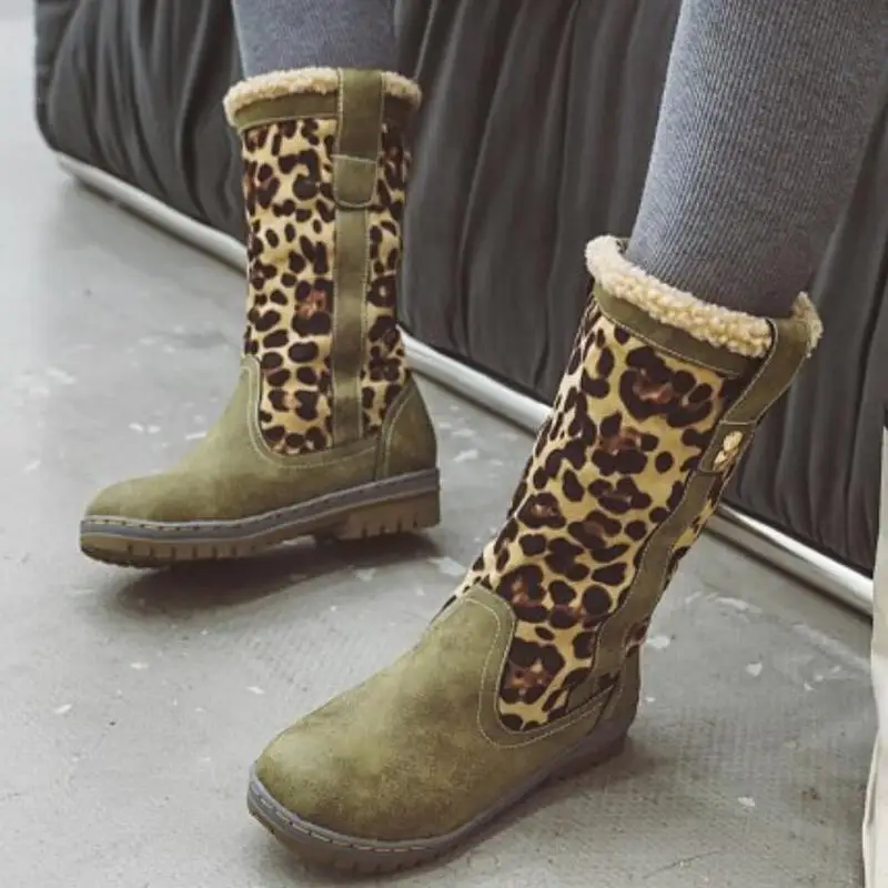 Женские ботильоны на толстом низком каблуке Сезон осень-зима Теплые