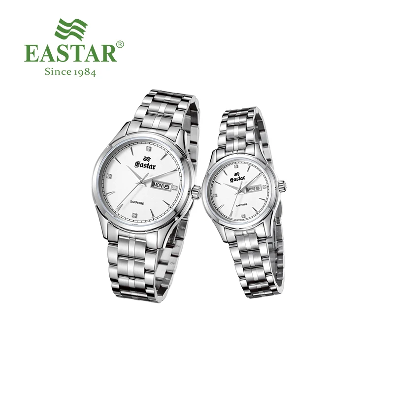 

Eastar Luxury Brand Gold Silver Steel Couple Quartz Wristwatch Full Steel Business Waterproof Watches Lover Watch Men Clock