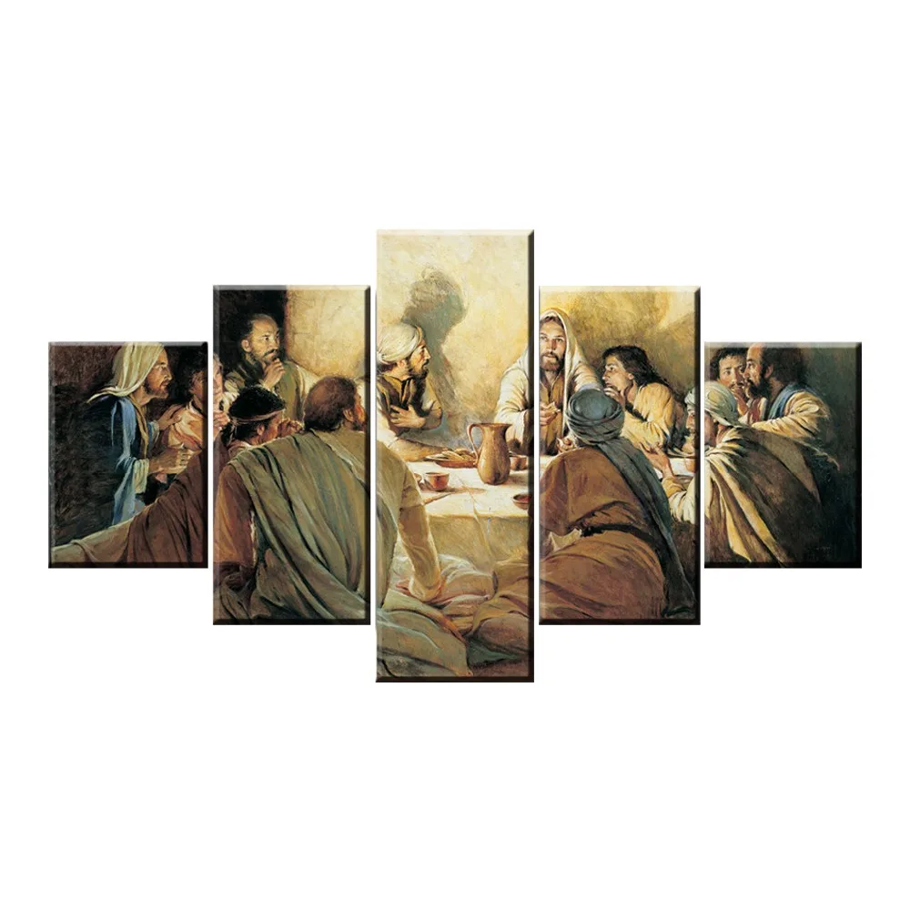 

5 Pieces Modern HD Canvas Painting Last Supper Painting Decor Canvas Wall Art Picture For Home Decoration Living Room Canvas Art