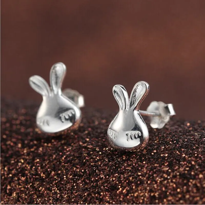 925 Sterling Silver Jewelry Fashion Hot New Creative Gift Rabbit Small Exquisite Anti-allergic Earrings SE100 | Украшения и