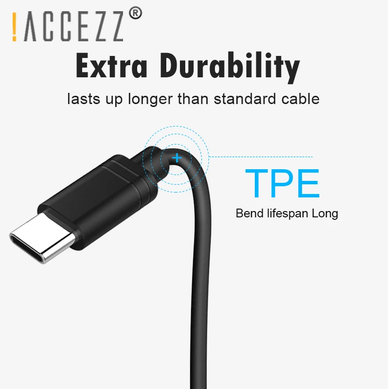 ! ACCEZZ USB кабель Тип C зарядный для Xiaomi 5 6 Samsung Gaxaly S8 S9 Plus шнур Oneplus кабели быстрой