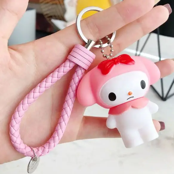 1 шт. креативный My Melody ПВХ брелок для ключей маленькая кукольная сумка для ключей кулоны веревка брелок мини аниме мультфильм девочка игрушка, фигурка куклы
